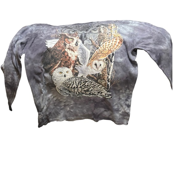 THE MOUNTAIN Shirt Mens Extra Large Gray Tie Dye Owls Big Graphic HTF Rare Print - Picture 11 of 12